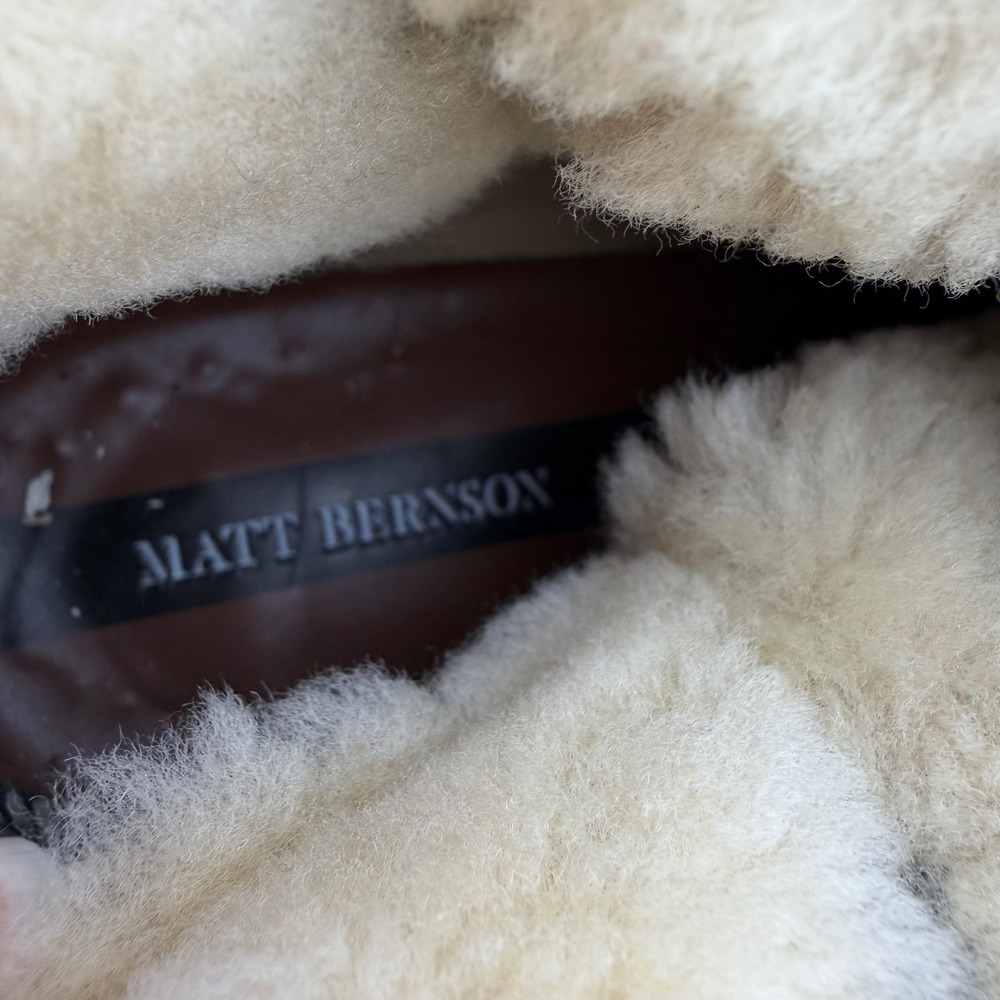 Matt Bernson Shearling Leather Ankle Boots Womens 10 Brown Buckle Winter Moto - Picture 8 of 9